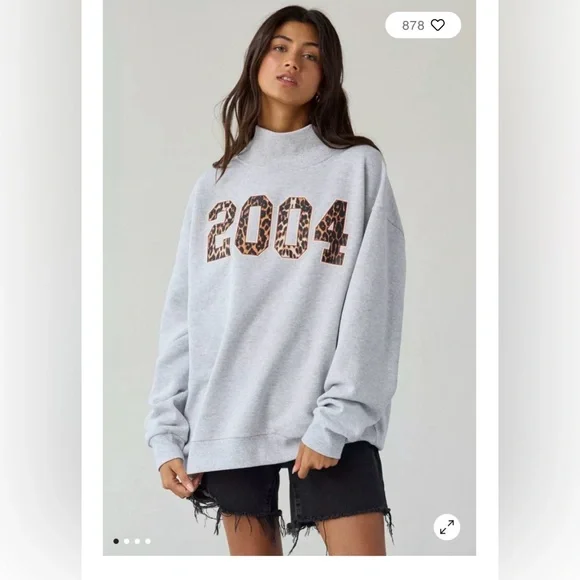 Urban Outfitters 2004 Leopard Print Graphic Fleece Mock Neck Pullover. NWT. - Picture 1 of 4